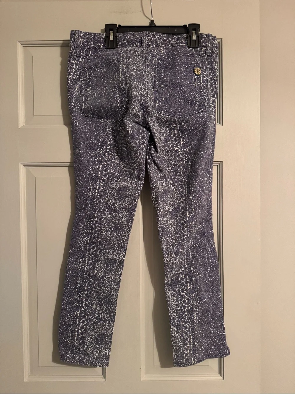 Tory Burch purple and White Patterned Skinny Jeans